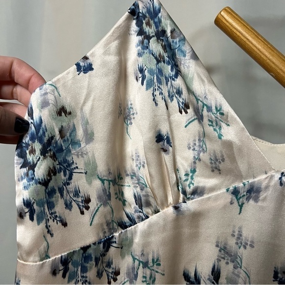 Liu Jo Ivory and Blue Toile Floral Silk Dress Medium - Picture 6 of 12